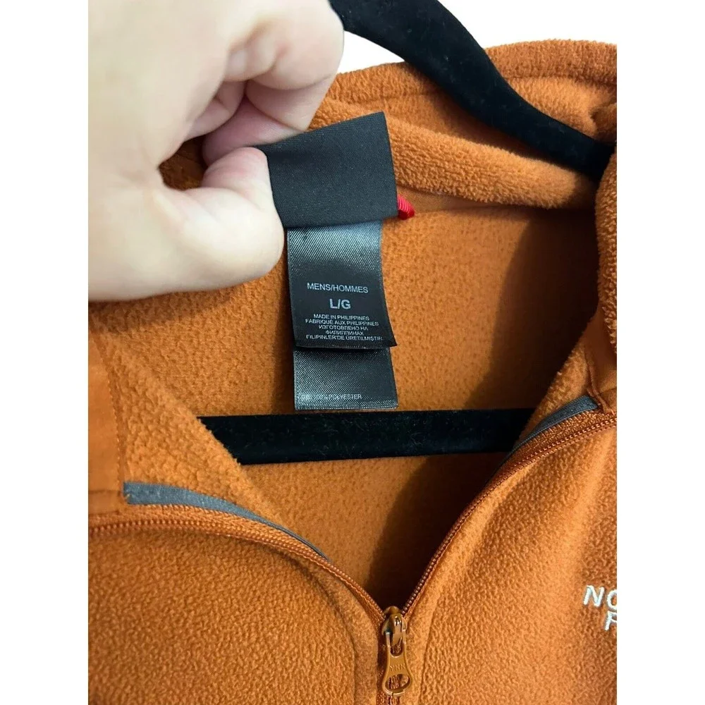 The North Face Sweater Men's‎ Large Orange Micro Fleece 1/4 Zip Polartec Hiking
